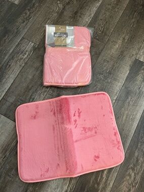 Clara Clark Plush Bath Mat Set in Rose 17x14